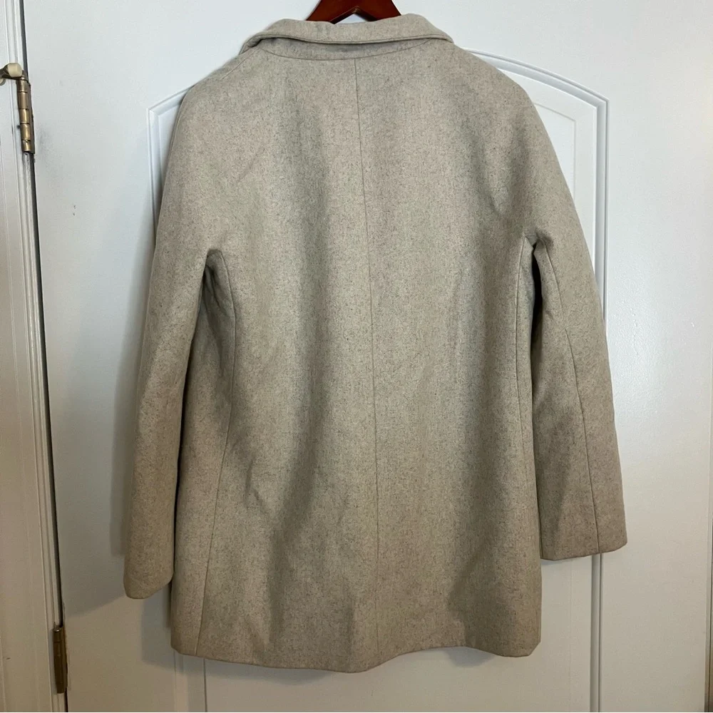 J.Crew City Coat wool‎ mid-length collared Beige winter peacoat jacket Sz 10 - Picture 2 of 9
